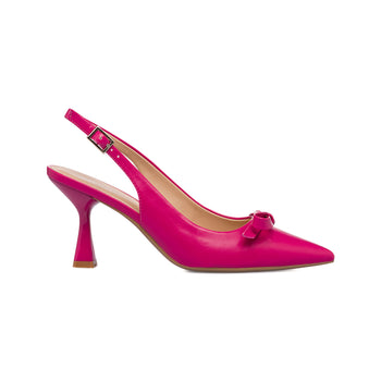 Décolleté slingback fucsia da donna con tacco a campana 8 cm Lora Ferres, Donna, SKU w023000158, Immagine 0